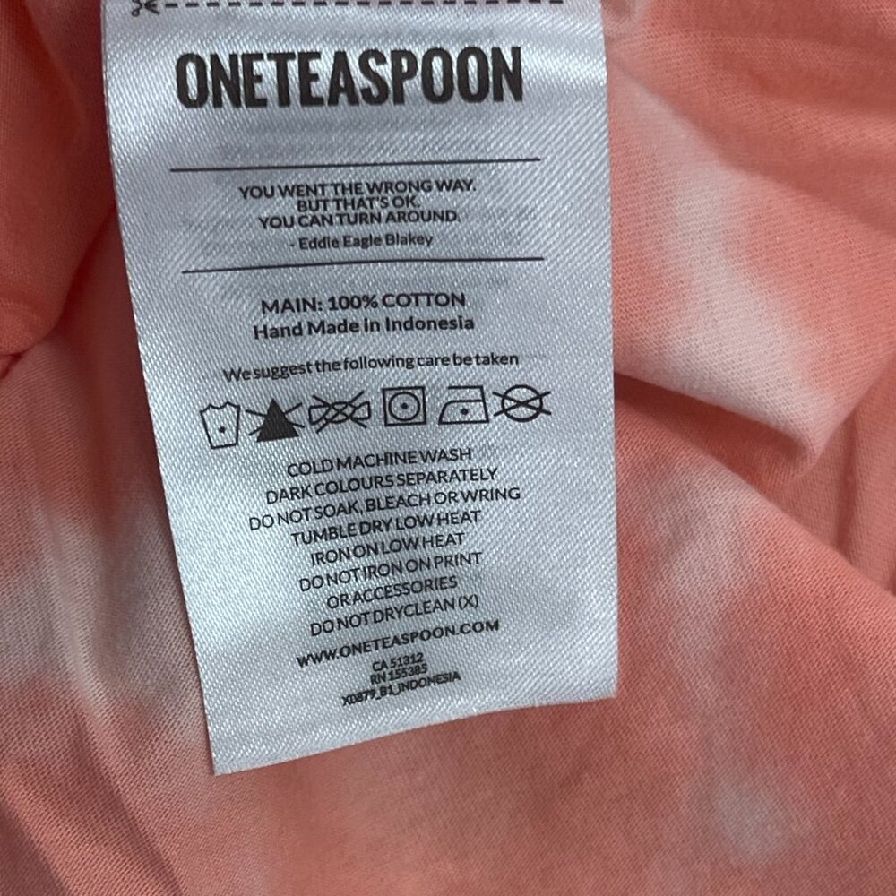 Free People/One Teaspoon Heart Throb Tie Dye Boyfriend Tee-Coral Pink - XL - NWT - Picture 7 of 10